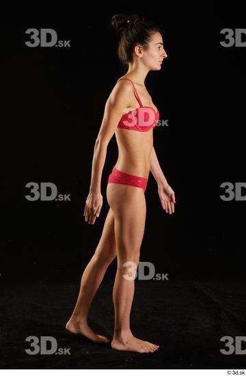 Whole Body Woman White Underwear Bra Slim Walking Panties Studio photo references