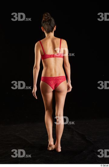 Whole Body Back Woman White Underwear Bra Slim Walking Panties Studio photo references