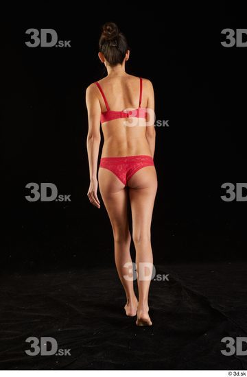 Whole Body Back Woman White Underwear Bra Slim Walking Panties Studio photo references