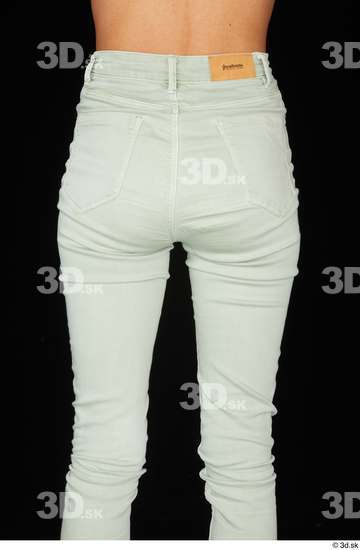 Thigh Bottom Woman White Casual Jeans Slim Studio photo references