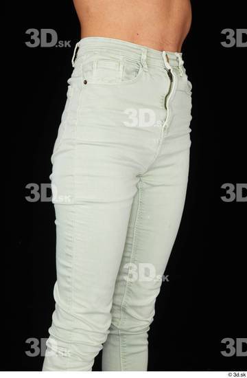 Thigh Woman White Casual Jeans Slim Studio photo references