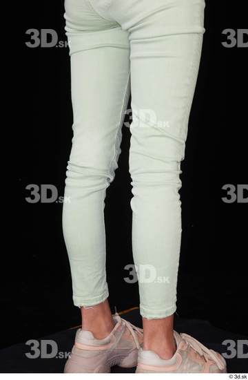 Calf Woman White Casual Jeans Slim Studio photo references