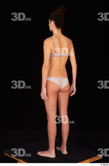 Whole Body Woman White Underwear Bra Slim Standing Panties Studio photo references