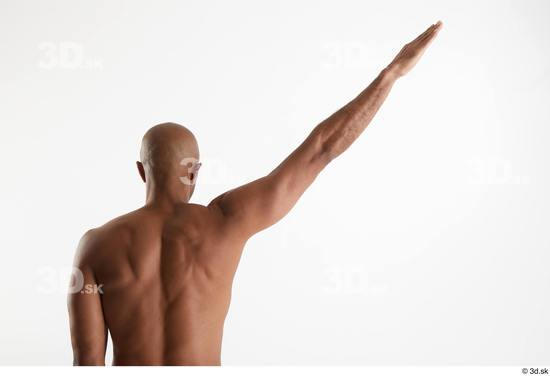Arm Back Man Black Nude Slim Studio photo references