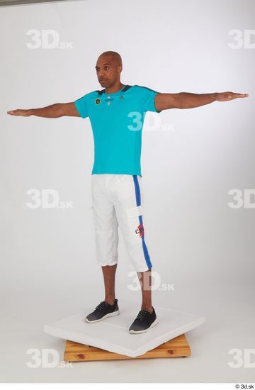 Whole Body Man T poses Black Sports Shirt Shorts Slim Standing Studio photo references