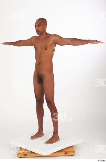 Whole Body Man T poses Black Nude Slim Standing Studio photo references