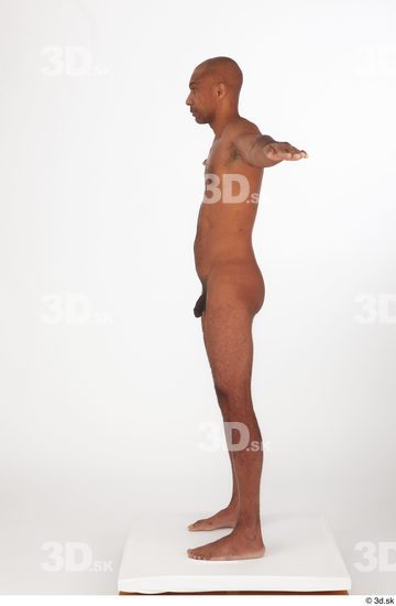 Whole Body Man T poses Black Nude Slim Standing Studio photo references