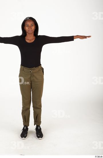 Whole Body Woman T poses Black Casual Slim Standing Street photo references