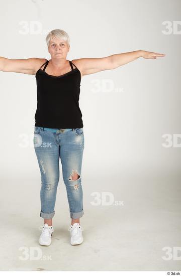 Whole Body Woman T poses White Casual Chubby Standing Street photo references