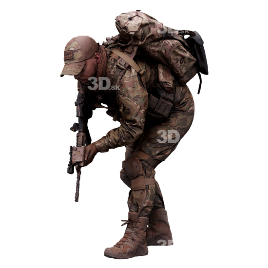 Whole Body Weapons-Rifle Man White Army Average 3D Cleaned Bodies