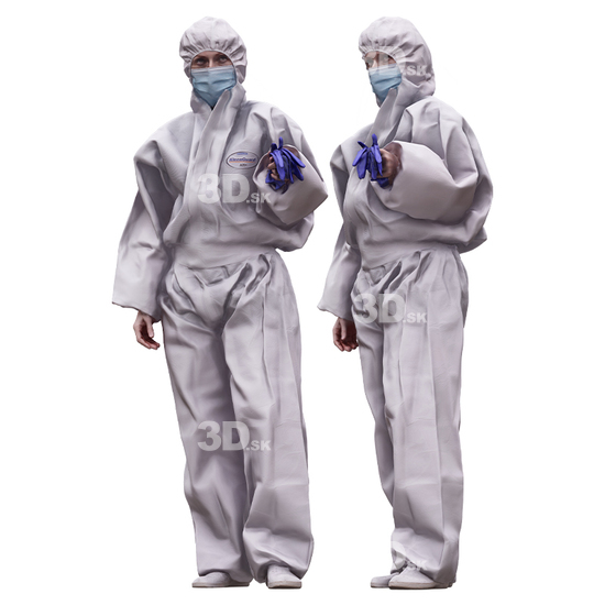 Whole Body Woman White Uniform 3D Cleaned Bodies