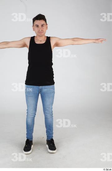 Whole Body Man T poses Casual Slim Standing Street photo references