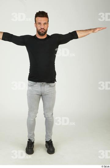 Whole Body Man T poses White Casual Slim Standing Street photo references