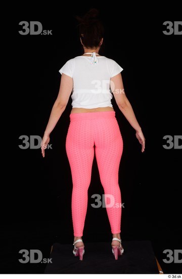 Leticia casual dressed pink leggings standing white sandals white t shirt whole body  jpg