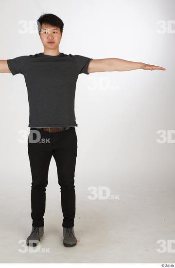 Whole Body Man T poses Asian Casual Slim Standing Street photo references