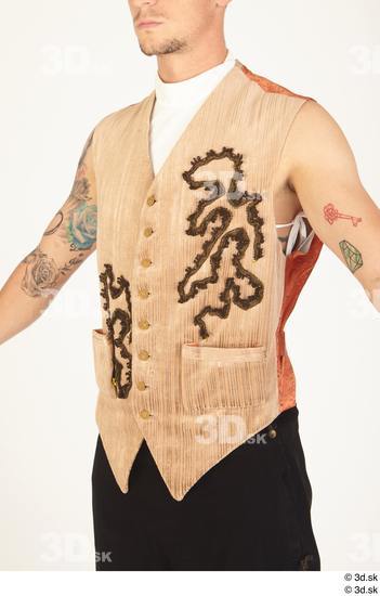 Upper Body Man White Tattoo Historical Vest Costume photo references