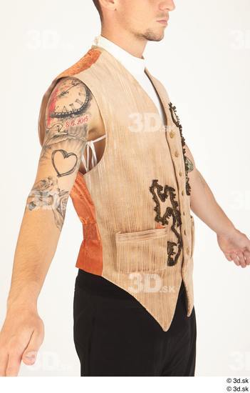 Upper Body Man White Tattoo Historical Vest Costume photo references