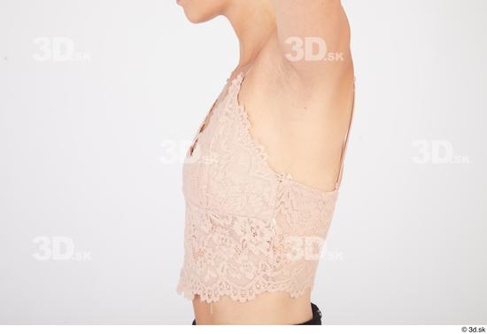 Vanessa Angel beige lace crop top casual upper body  jpg