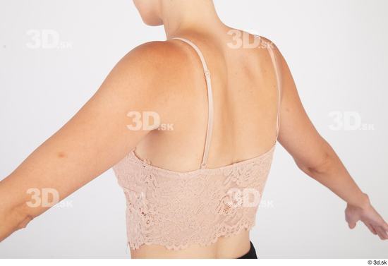 Vanessa Angel beige lace crop top casual upper body  jpg