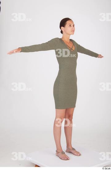 Vanessa Angel casual green long sleeve dress standing t poses whole body  jpg