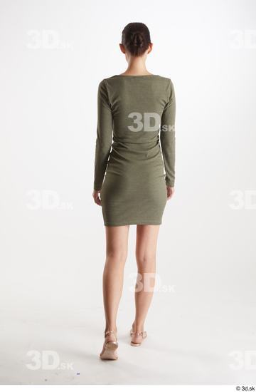 Vanessa Angel  back view casual dressed green long sleeve dress whole body  jpg