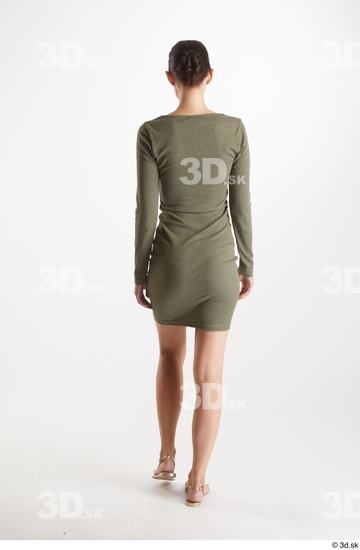 Vanessa Angel  back view casual dressed green long sleeve dress whole body  jpg