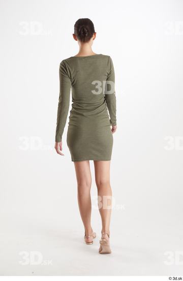 Vanessa Angel  back view casual dressed green long sleeve dress whole body  jpg