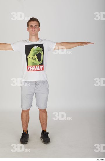 Whole Body Man T poses White Casual Slim Standing Street photo references