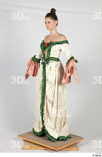 Whole Body Woman White Historical Dress Costume photo references