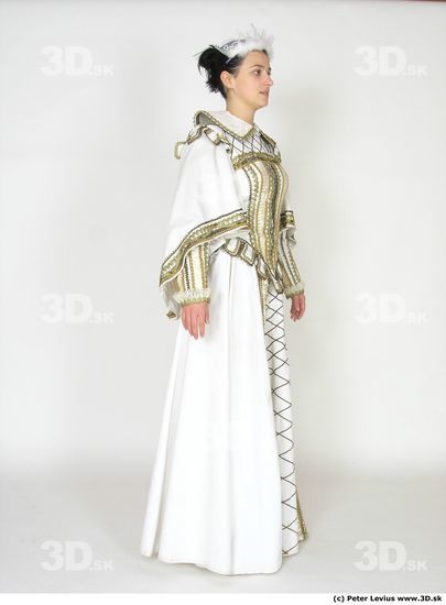 Whole Body Woman White Historical Dress Costume photo references