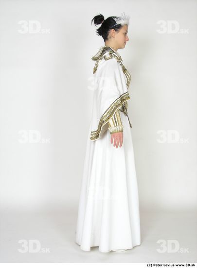 Whole Body Woman White Historical Dress Costume photo references