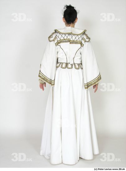 Whole Body Woman White Historical Dress Costume photo references