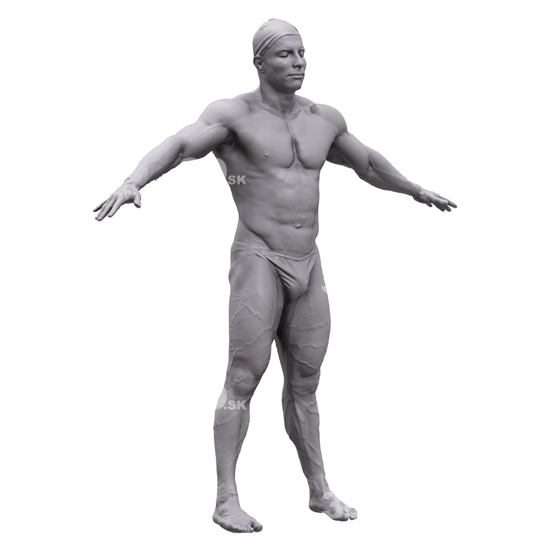 Whole Body Man White Muscular 3D Artec Bodies