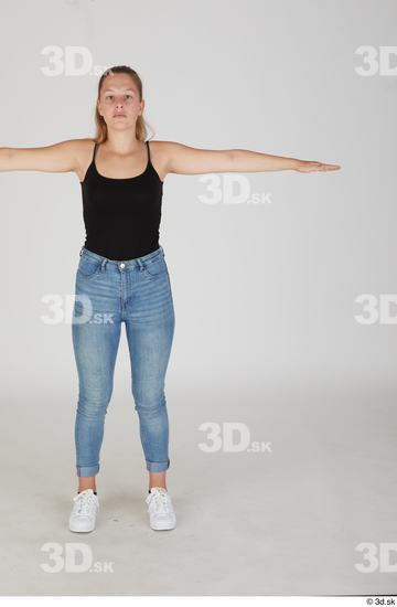 Whole Body Woman T poses Casual Slim Standing Street photo references