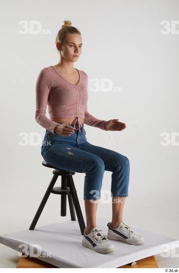 Woman White Slim Female Studio Poses