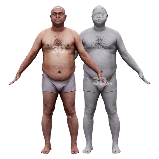 Whole Body Man Indian 3D RAW A-Pose Bodies