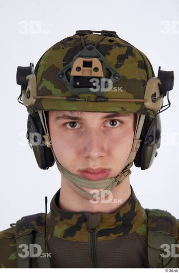 Face Head Man White Army Uniform Helmet Slim Street photo references