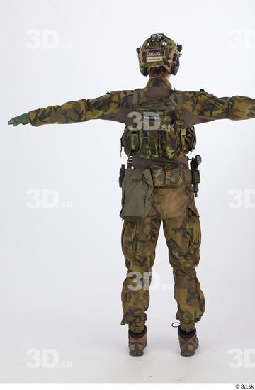 Whole Body Man T poses White Army Uniform Slim Standing Street photo references