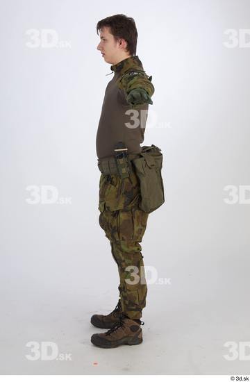 Whole Body Man T poses White Army Uniform Slim Standing Street photo references