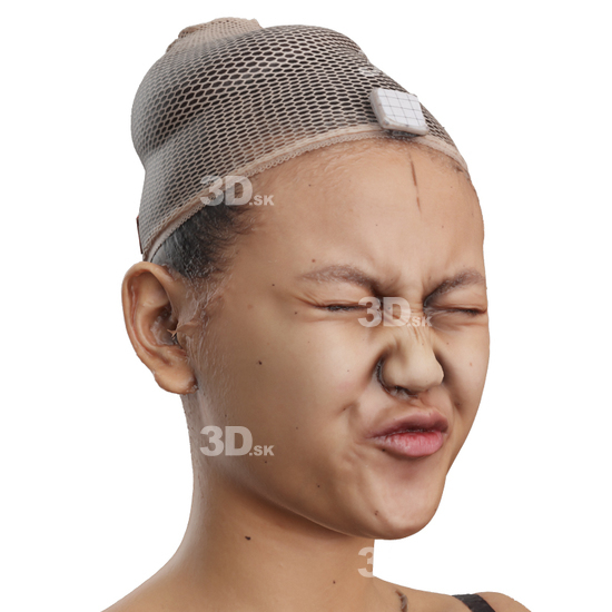 Head Woman Asian 3D Phonemes And Emotions