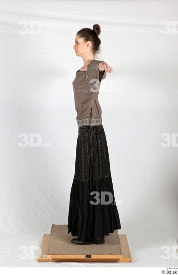 Whole Body Woman T poses White Dress Costume photo references