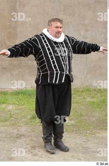 Whole Body Man T poses White Historical Costume photo references