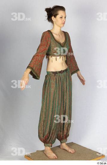Belly Whole Body Woman White Historical Dress Costume photo references