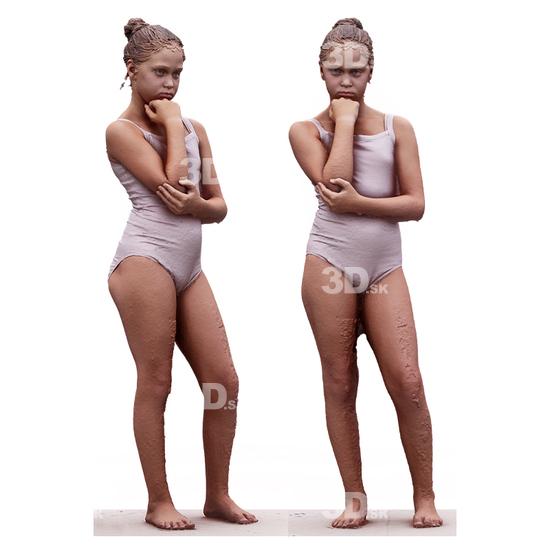 Whole Body Woman White Underwear  3D Scan Daily Pose