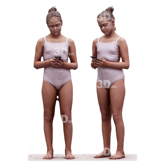 Whole Body Woman White Underwear  3D Scan Daily Pose