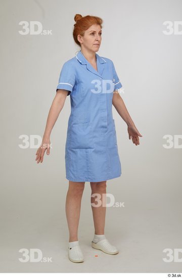 Woman White Uniform Slim Studio photo references