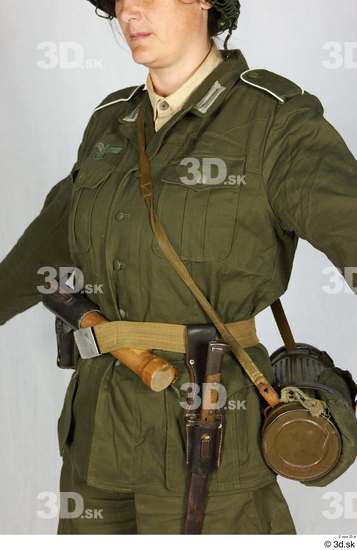 Upper Body Woman White Army Uniform Studio photo references