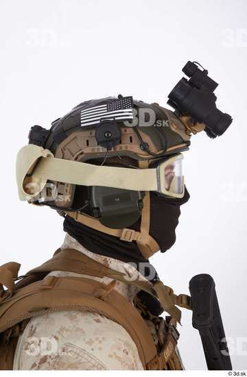 Whole Body Head Man T poses White Army Helmet Athletic Standing Mask Street photo references