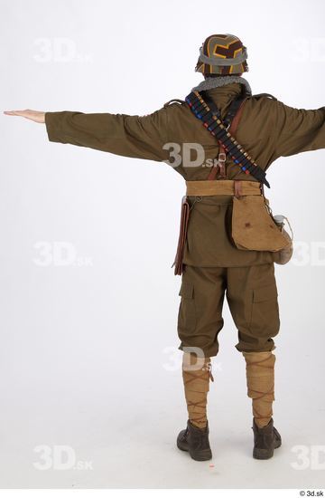 Whole Body Man T poses White Army Uniform Athletic Standing Street photo references