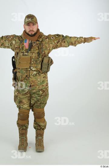 Whole Body Man T poses White Army Uniform Athletic Standing Street photo references